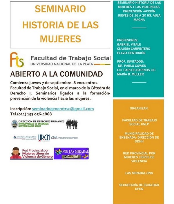 UPCN  invita al seminario Historia de las Mujeres