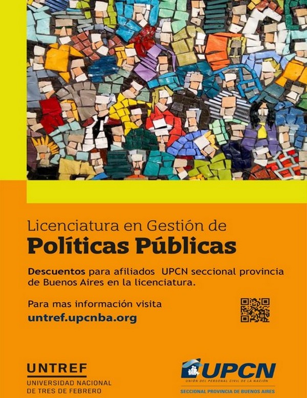 Con importantes descuentos para afiliados y afiliadas: inscripción abierta a las carreras Licenciatura y Tecnicatura en Gestión de Políticas Públicas de la UNTreF