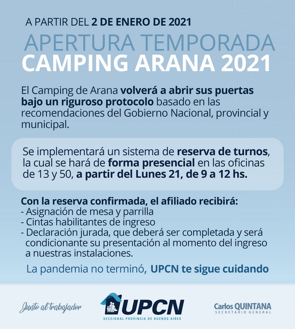 Los Campings de Arana y San Vicente abrirán la temporada de verano 2021 con protocolos sanitarios