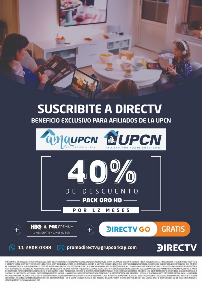 Suscribite a Directv: beneficio exclusivo para los afiliados a UPCN