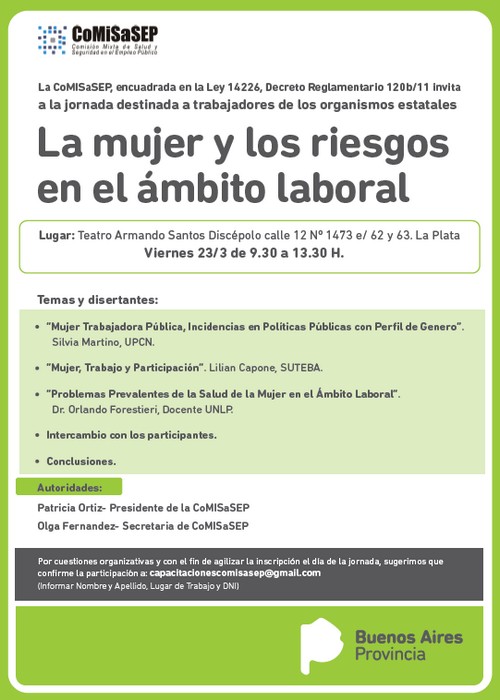 La CoMiSaSEP invita a la jornada La mujer y los riesgos en el ámbito laboral