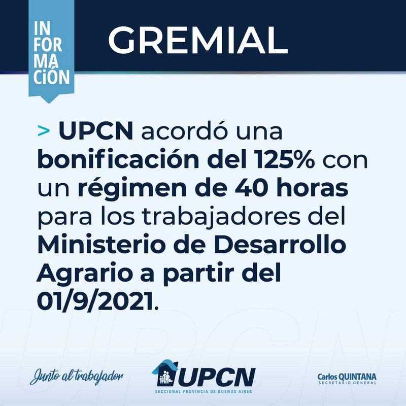 Bonificación del 125% para trabajadores de los Ministerios de Desarrollo Agrario y de Producción