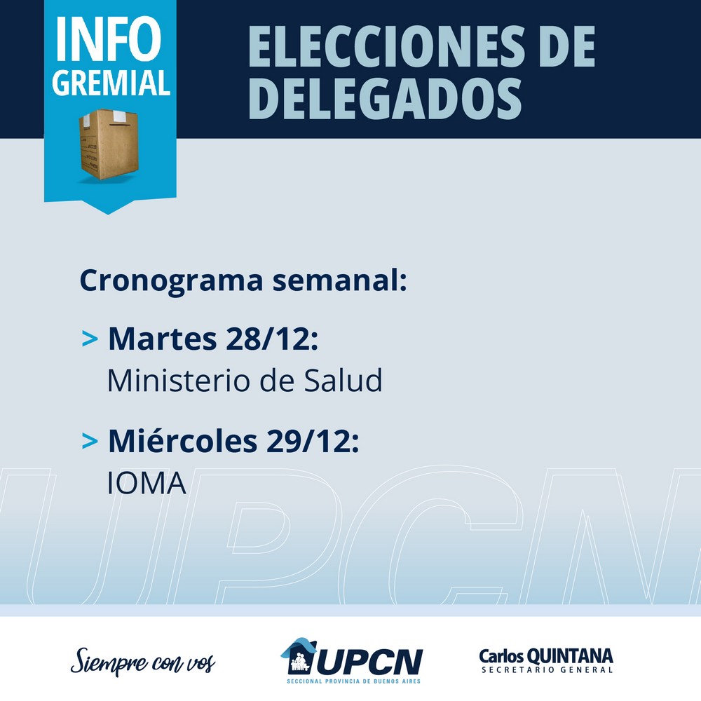 El martes 28 y el miércoles 29 continuará el cronograma de elecciones para la renovación de cuerpos de delegados