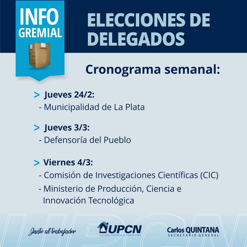 Desde el jueves 24 prosigue el desarrollo del cronograma electoral para la renovación de cuerpos de delegados