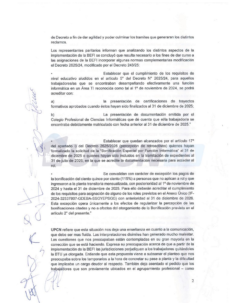 Mesa Informativa de Implementación de BEFI: resultado de la audiencia con las autoridades de la Provincia