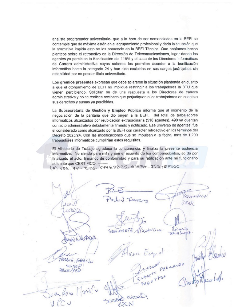 Mesa Informativa de Implementación de BEFI: resultado de la audiencia con las autoridades de la Provincia