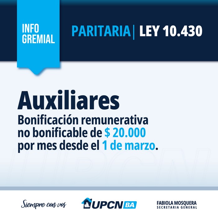 Paritaria Ley 10.430: aumento salarial del 9% a partir del mes de febrero
