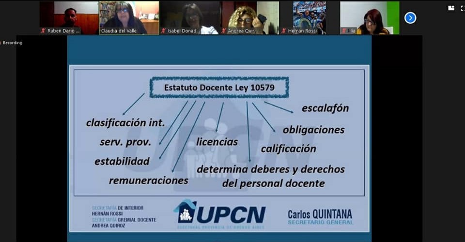 UPCNBA comenzó con una capacitación sobre pruebas de selección de directivos y secretarios de instituciones educativas de la Provincia