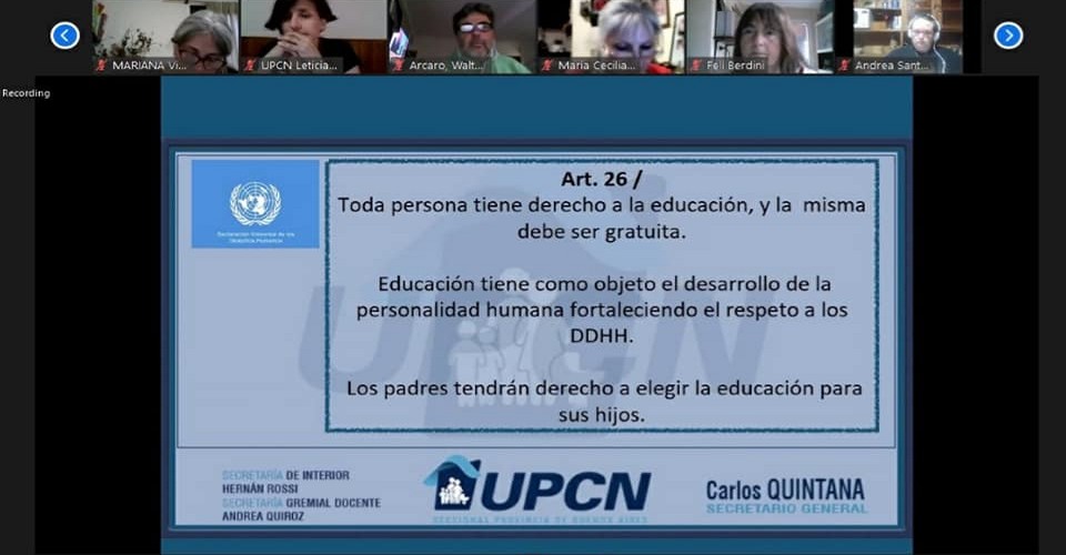 UPCNBA comenzó con una capacitación sobre pruebas de selección de directivos y secretarios de instituciones educativas de la Provincia