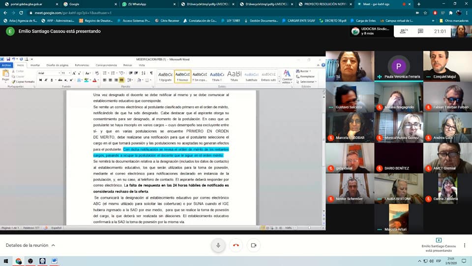 Representada por la secretaría Gremial Docente, UPCNBA tomó parte de una nueva reunión de la Mesa de Cogestión