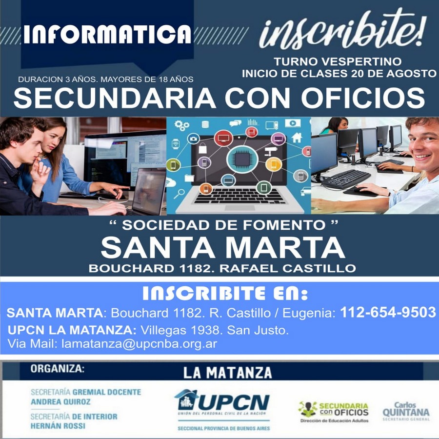 La Matanza, Necochea y Castelli: con UPCN es posible terminar los estudios secundarios