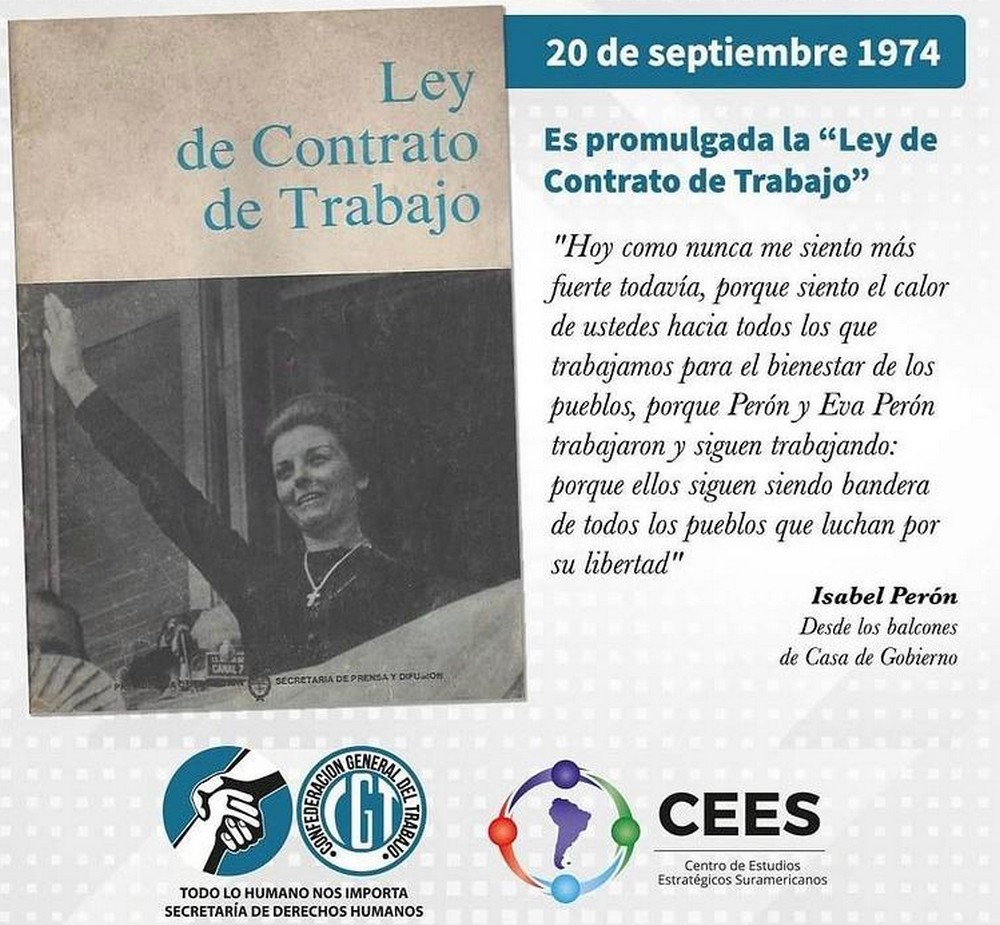 20 de Septiembre: promulgación de la Ley de Contrato de Trabajo