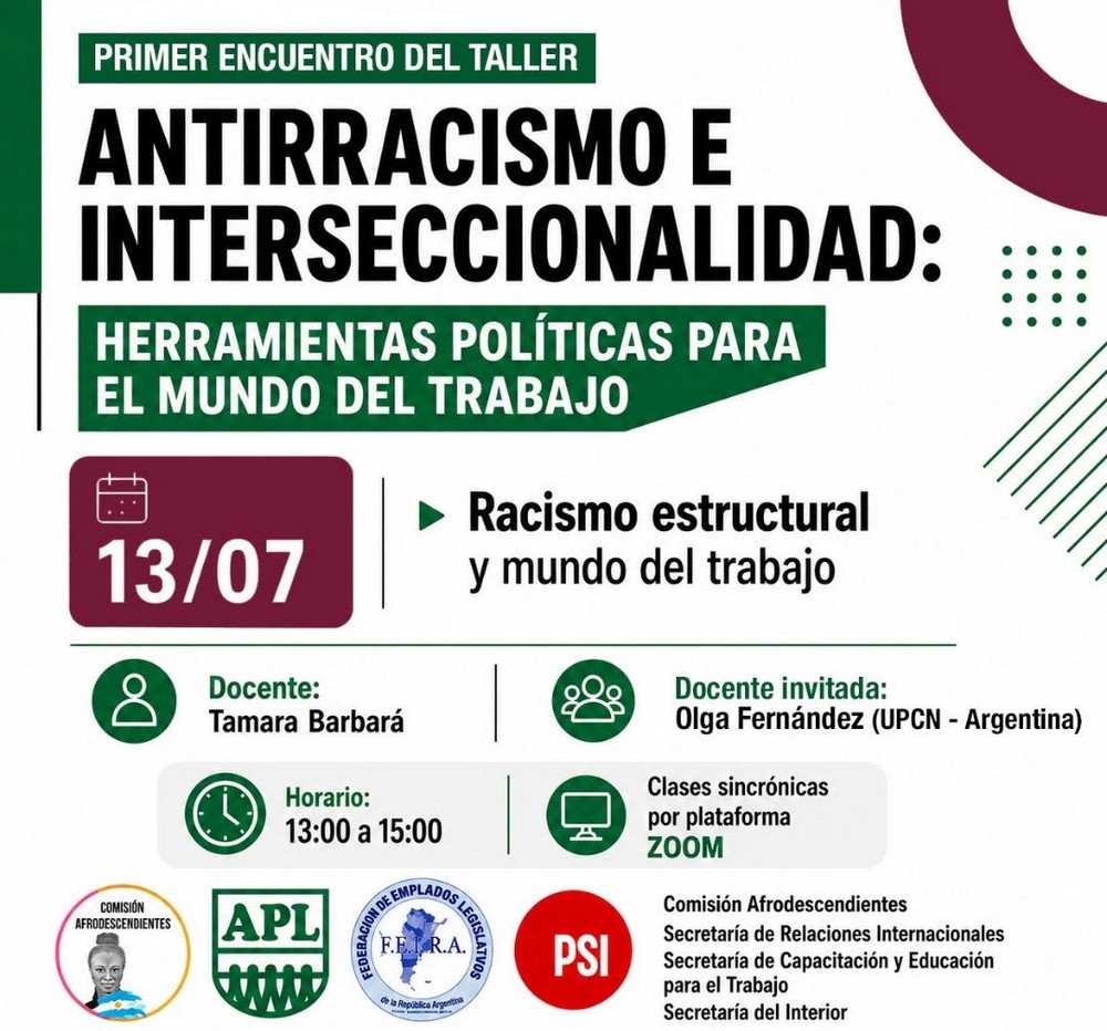 UPCNBA participó de un Taller de Antirracismo e Interseccionalidad