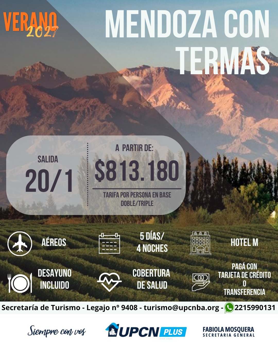Mendoza con Termas - Salida 20/1