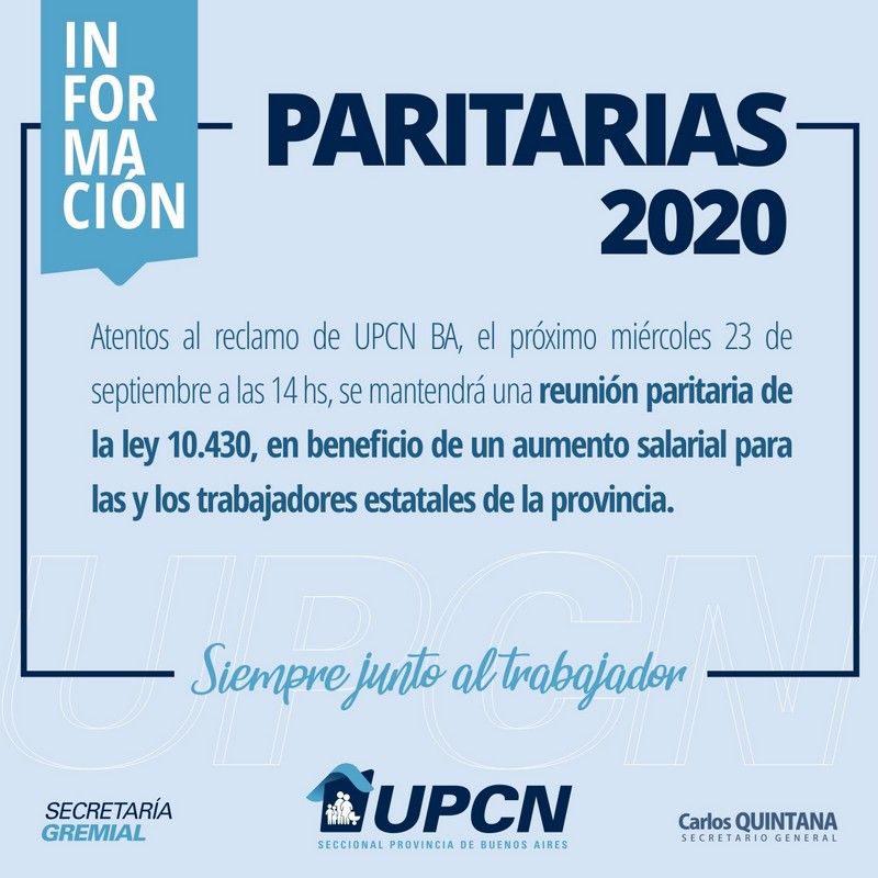 Ley 10.430: reunión de paritarias 2020, el miércoles 23